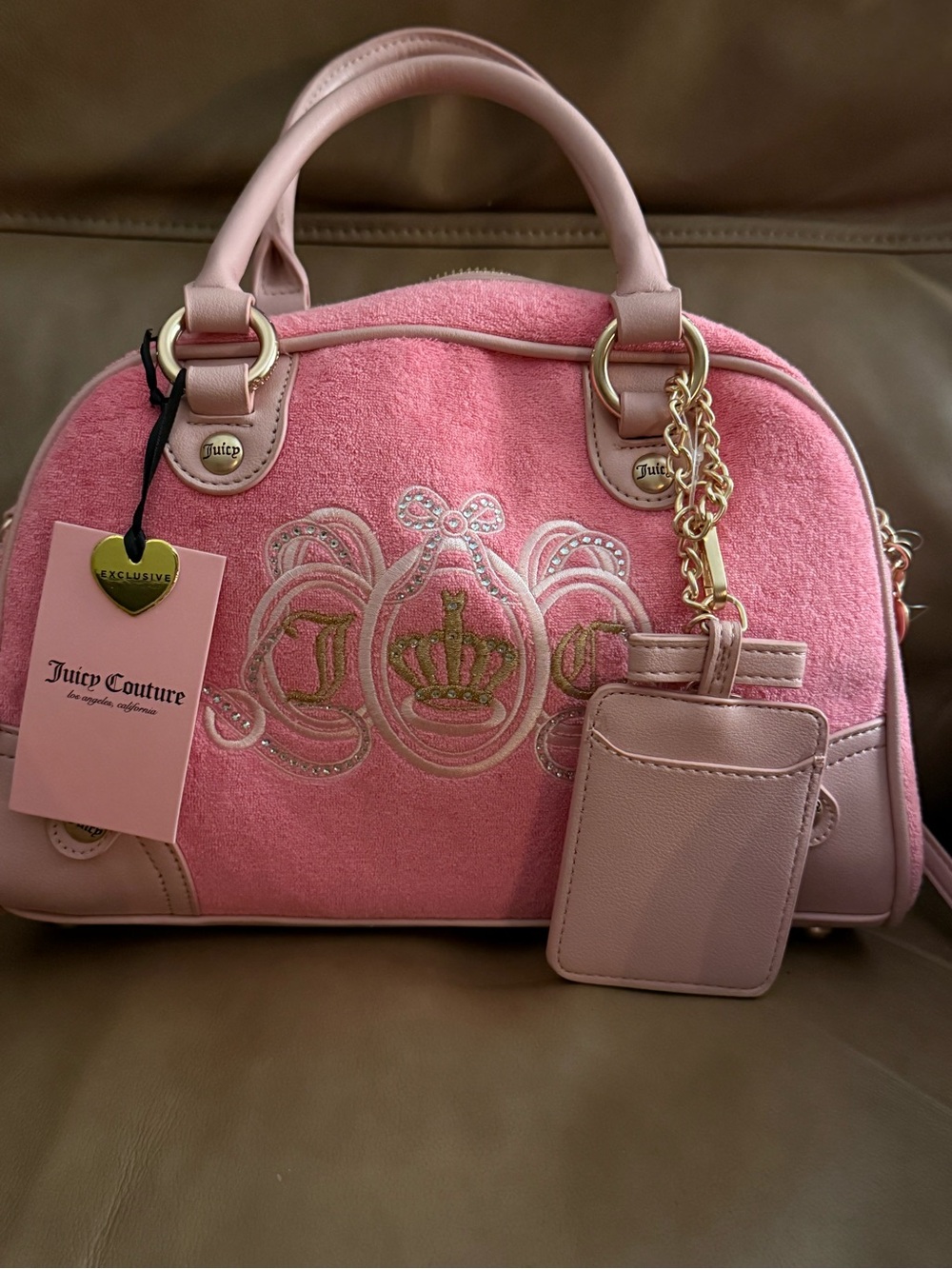 Juicy Couture Pink Terrycloth Bowler Satchel Crossbody BNWT Y2K Exclusive 🎀